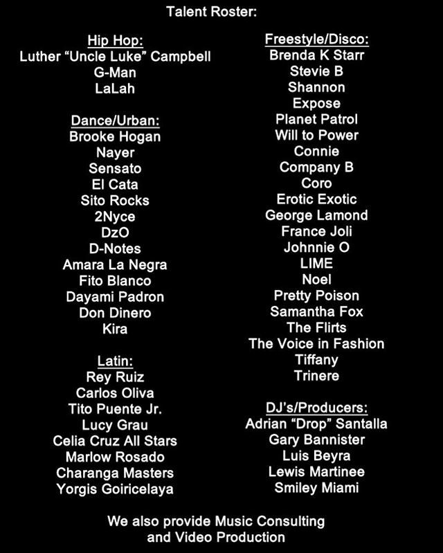 AERManagement's tweet photo. Talent Roster for AER Management
#Music #Artist #DJ #Production #Producer #ArtistManagement #Management #Miami #SouthBeach #MusicLover #MusicLife #MusicIsMyLife #AERManagement #MiamiBeach #MiamiEvents #ThisIsMiami #SoBe #Bookings #ArtistBookings #MiamiB… https://t.co/4w5tNBnhtr https://t.co/OfFWCHcdP4