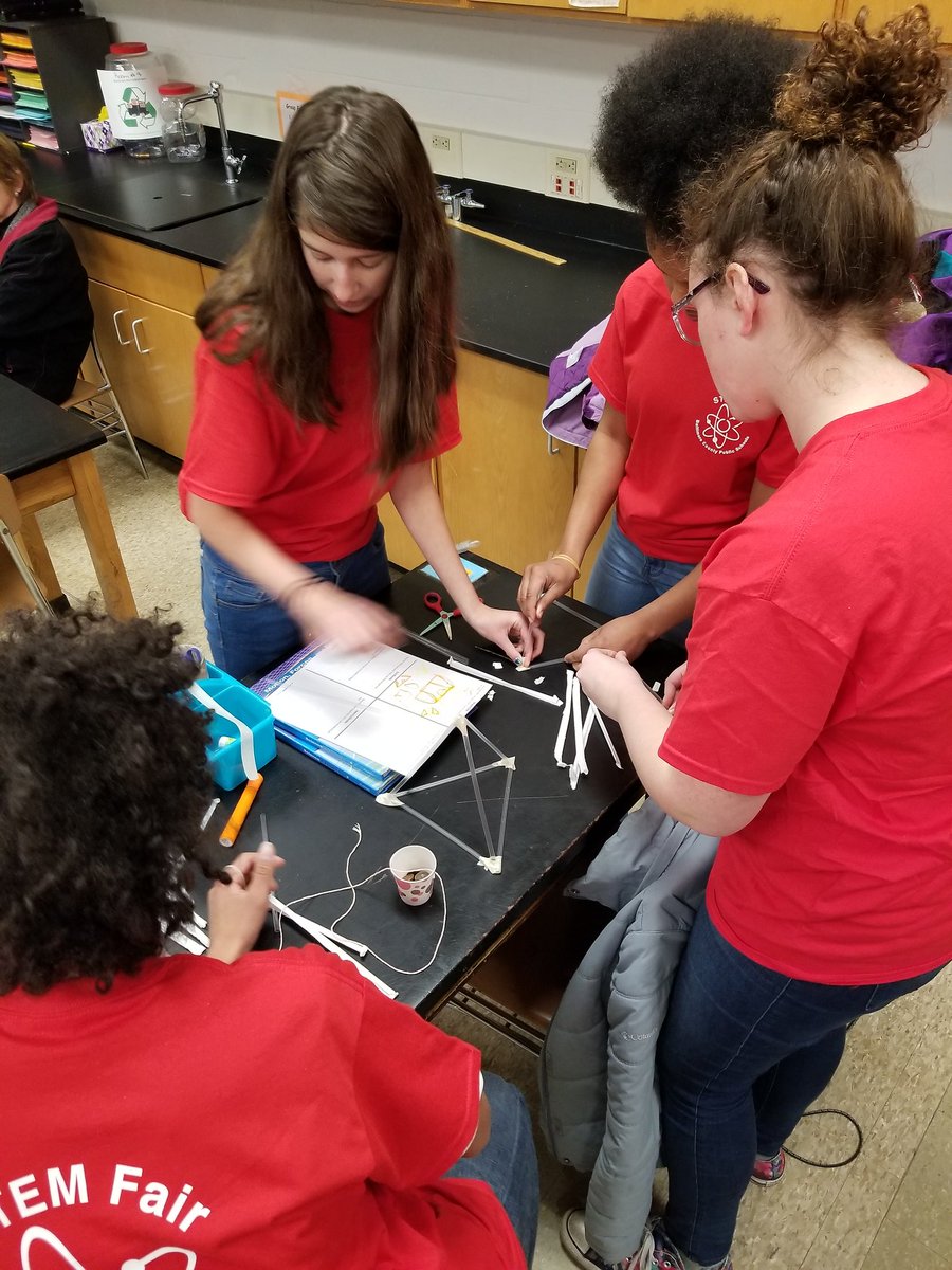 Lashley4all's tweet photo. @PGMSinBCPS future engineers using principals of shapes to build a strong bridge @BCPSSci STEM fair. https://t.co/S7hmOXUIlJ