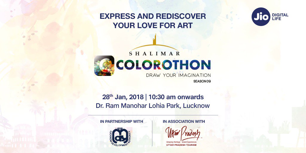 reliancejio's tweet photo. Experience a carnival full of colors, music, art and culture at the 9th season of Colorothon. Stay tuned for live updates on 28th January, 10.30AM onwards.  https://t.co/f4UzCy0fXg
#Colorothon #StayCurious #IamColorothon https://t.co/5pqdJJSfvq