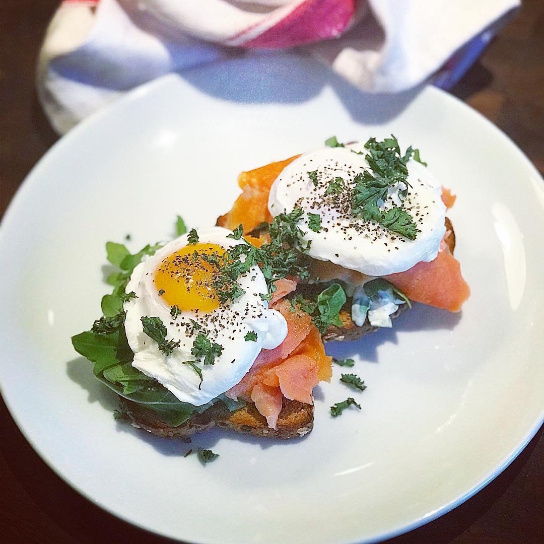 <a href="/chefvikkik/">Chef Vikki Krinsky</a> crushes this smoked salmon toast. Make sure your eggs are organic and the salmon is ocean caught.More omega 3 (heart and brain healthy fats) verses Omega 6 (which is related to inflammation when we get too much of it - and we DO get too much of it).