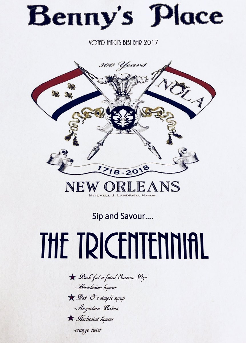 BennyPlace's tweet image. Eric White made me super proud for coming up with a cocktail that placed 2nd in this year's Art of the Cocktail. His cocktail was named The Tricentennial, which was a unique take on an old fashioned made with three local New Orleans ingredients, including duck fat infused Sazarac
