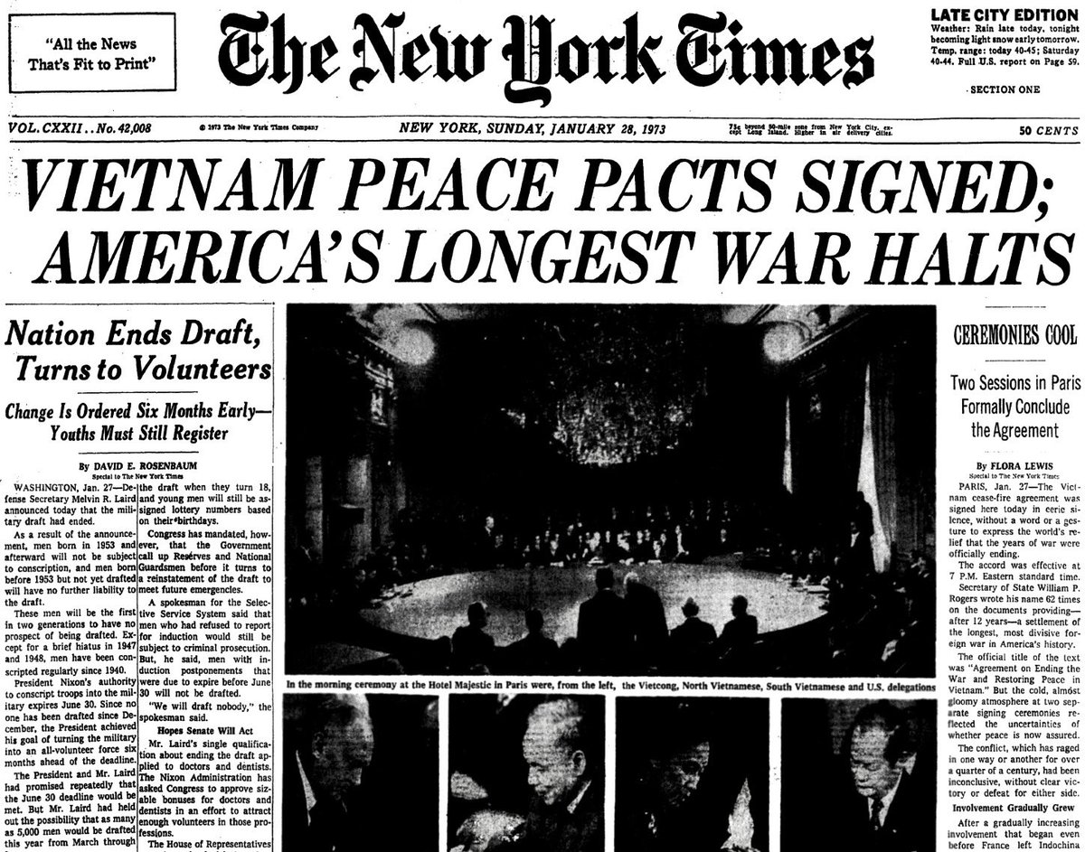 RetroNewsNow on Twitter: "On January 27, 1973, the Paris Peace Accords were signed, ending United States military involvement in Vietnam https://t.co/nfVzmAzLz5" / Twitter