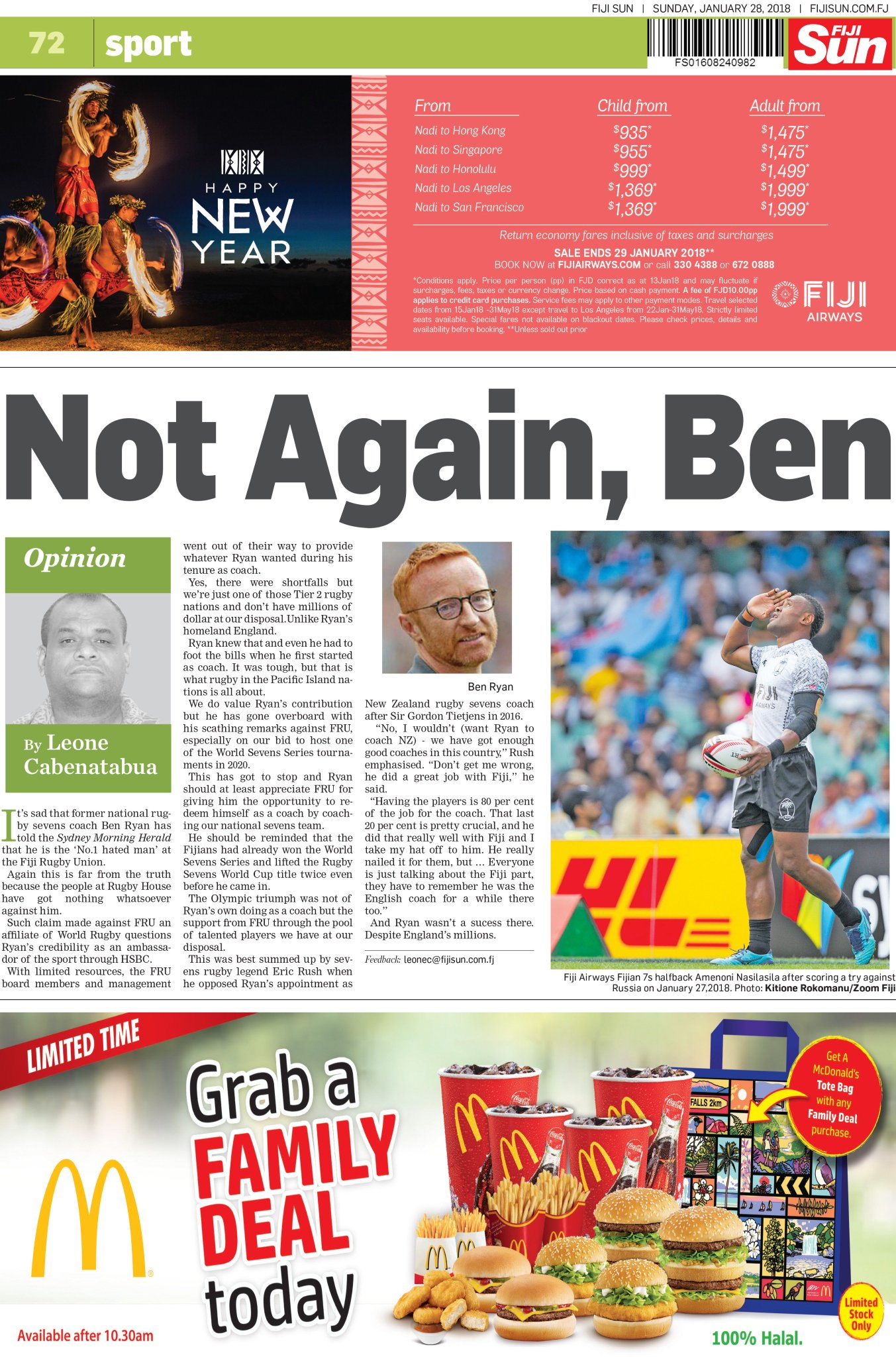 Fiji Sun on Twitter "This is our back page for today!!! benjaminryan…