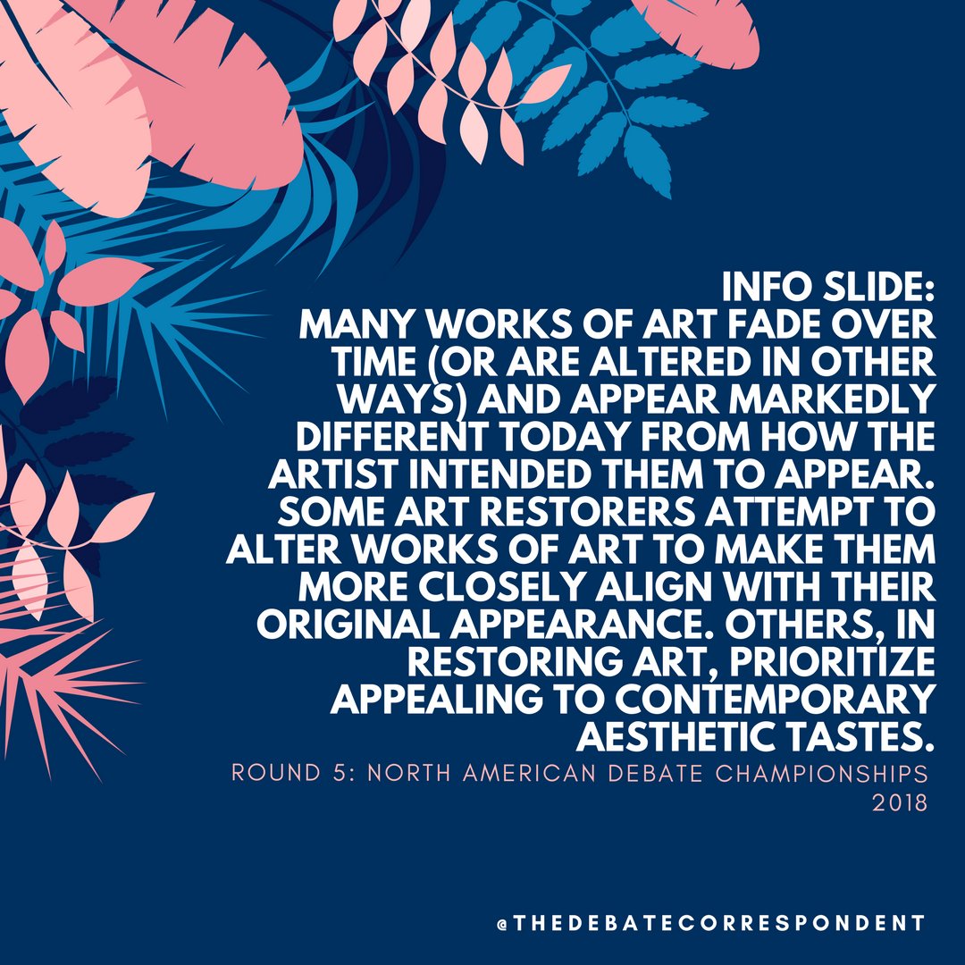 TheDebateC's tweet photo. Round 5 Motion! #debate #norams2018 #arthistory #aesthetic #history #fineart https://t.co/tqlyeCaV5k