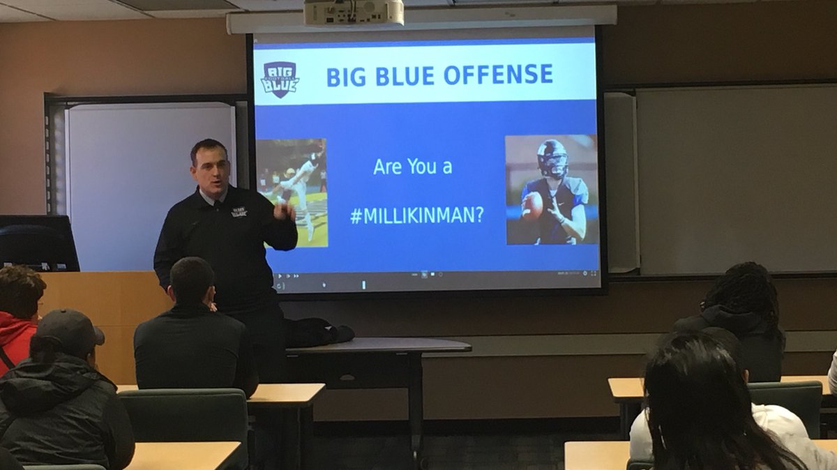 MU_BigBlueFB's tweet photo. Another Saturday. Another packed house. These guys have what it takes to be #MillikinMen 

Do you? https://t.co/GuKWPewQdJ