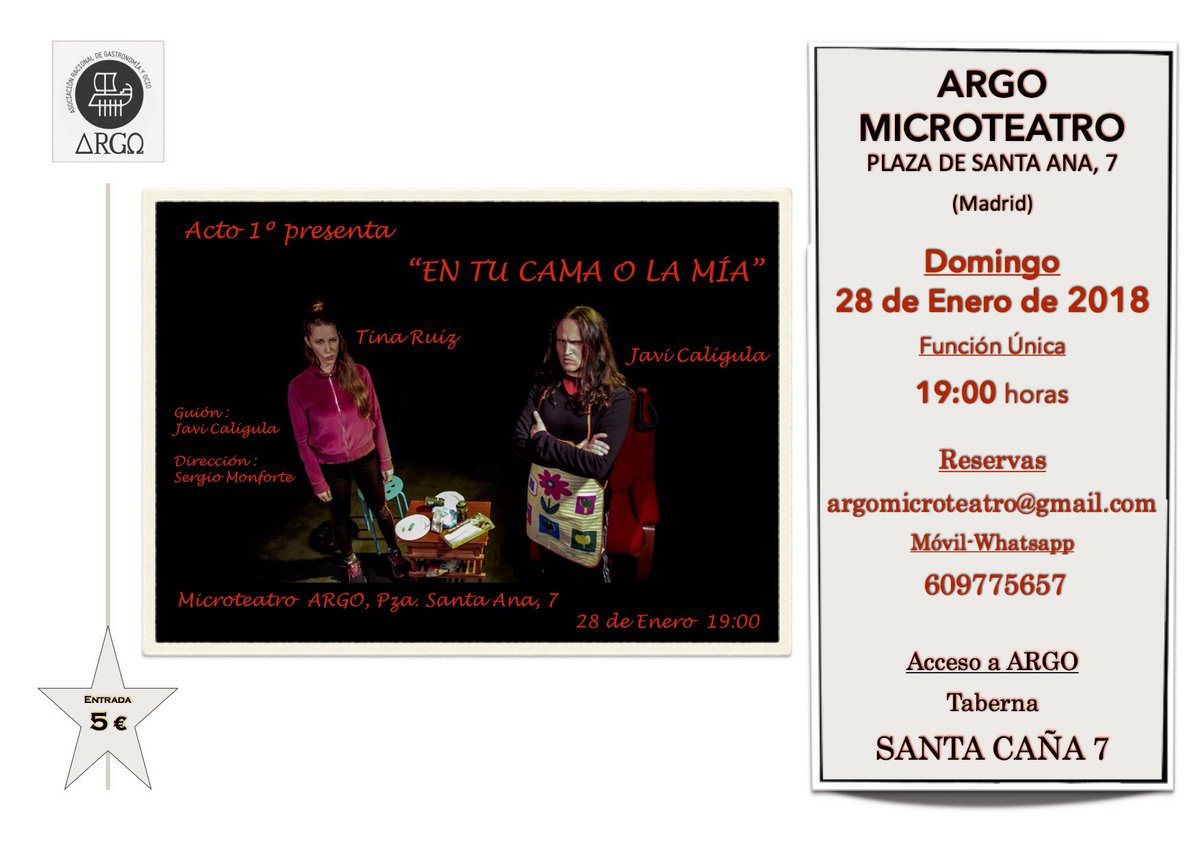 ArgoMicroteatro's tweet photo. Mañana domingo, en @ArgoMicroteatro .... https://t.co/FXllCzKm3o