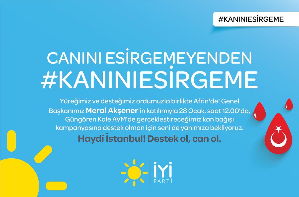 Canını Esirgemeyenden #KanınıEsirgeme ! 28 Ocak Pazar günü saat 12:00’da Güngören Kale AVM’de buluşalım.