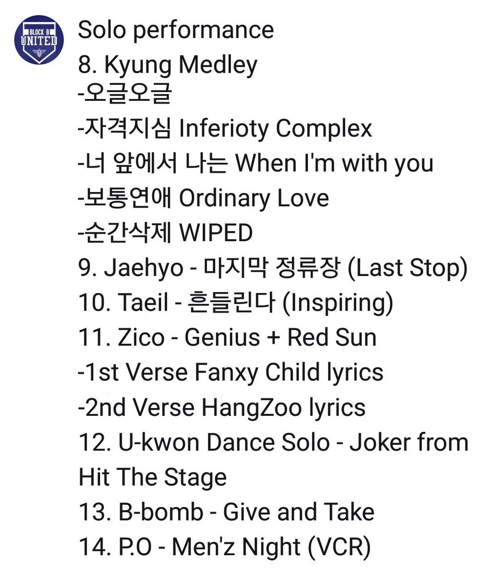 BlockB_united's tweet photo. [SETLIST] Block B performed 28 songs on Blockbuster 2018 Concert. #블락비 #2018블락버스터 https://t.co/eUqj3TxxXd