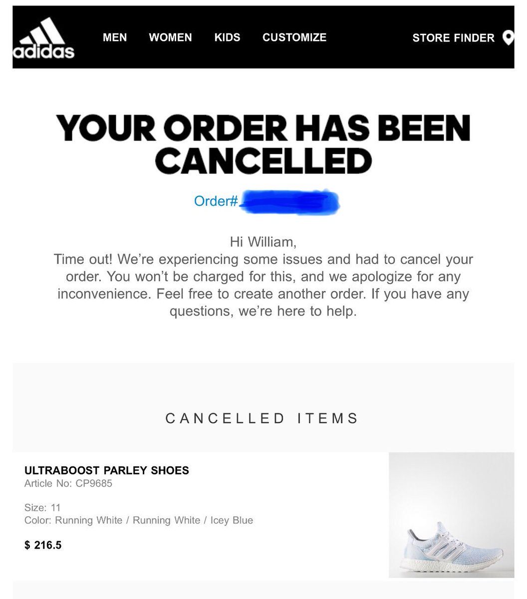 adidas cancelled my order