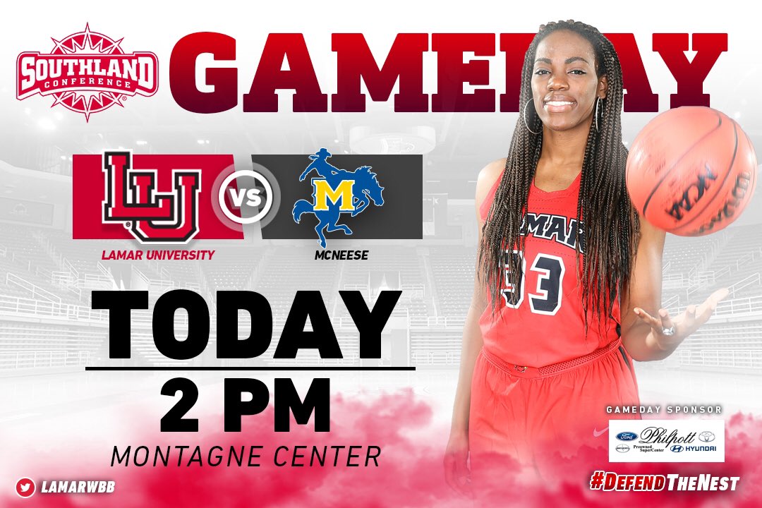 LamarAthletics's tweet photo. Gameday! 
@LamarWBB &amp; @LamarMBB 
🆚 McNeese 
📍Montagne Center 
⏰ WBB 2pm / MBB 4:30 
#PeckEm https://t.co/Pvr9bYBl7R