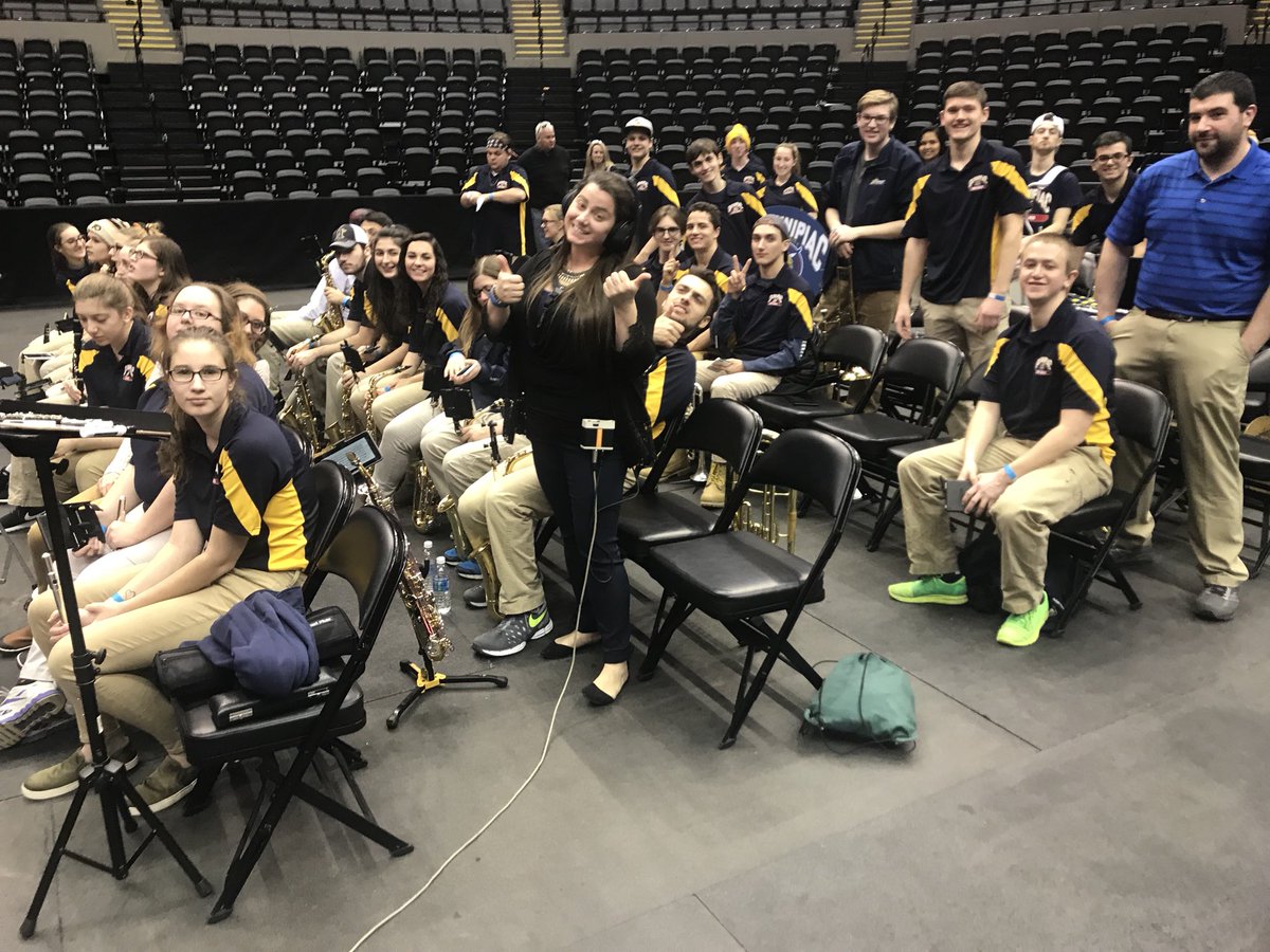 QU_PepBand's tweet photo. ITS GAME DAY!!!! We’re here to cheer on @QU_MBB as they take on Fairfield at the Nassau Coliseum. #MAACHoops https://t.co/0d4VdSXtiK