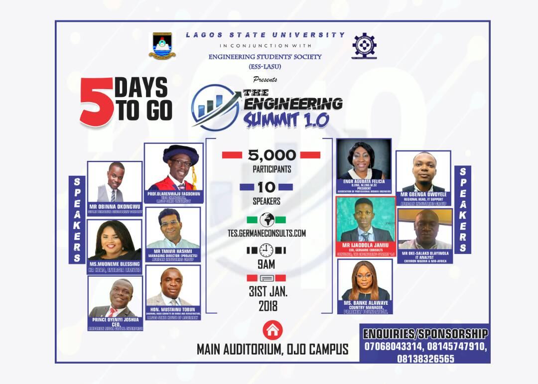 Michael07822652's tweet photo. Anticipate
#TheEngineeringSummit1.0
#TES1.0
#jan31
#LagosStateUniversity
#EngineeringStudentSocietyLASU. https://t.co/DuLmorF3dt