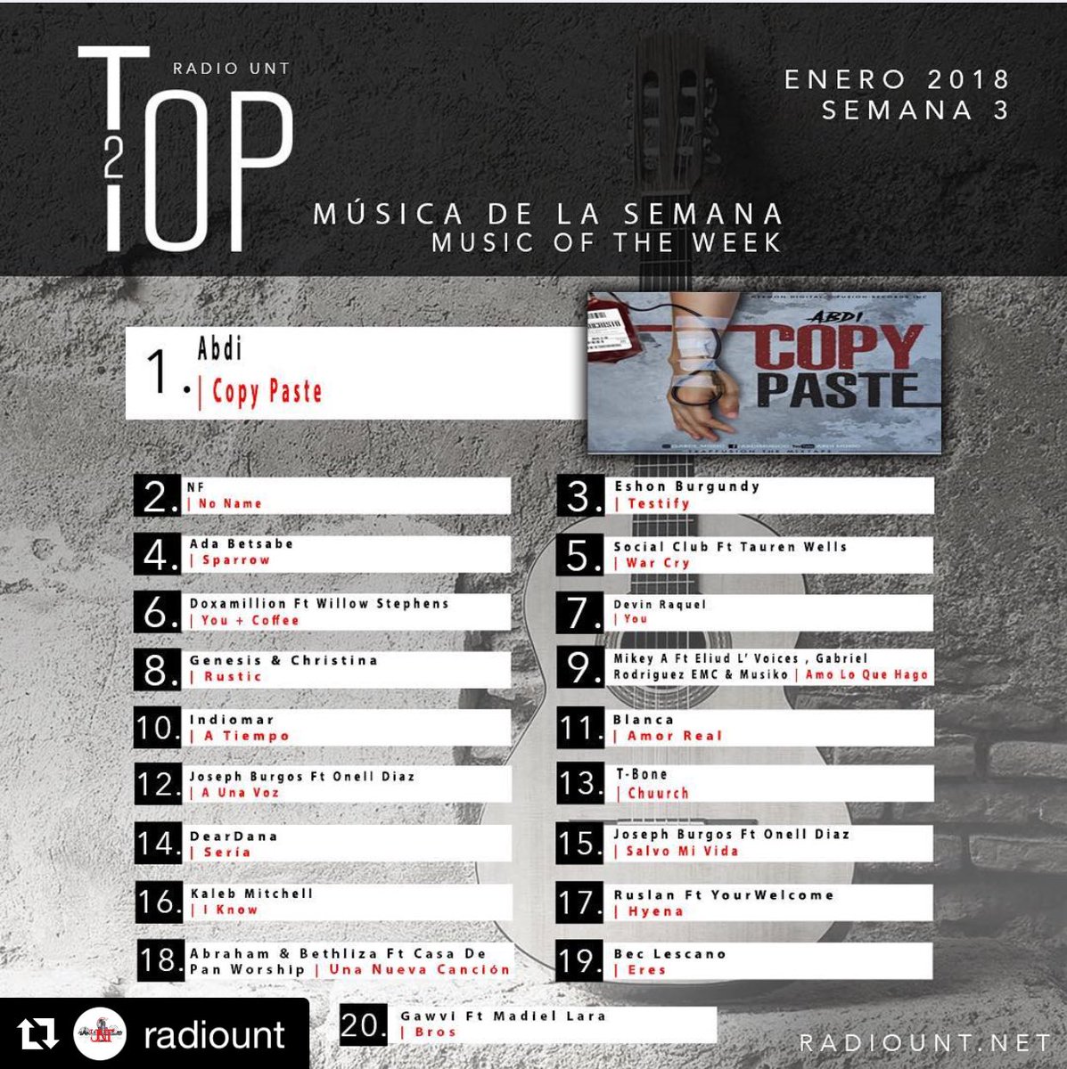 beclescanomusic's tweet photo. Agradecida por ser parte de los Top 20 de @RadioUNT_net #eresbeclescano https://t.co/lw8m4hFsws