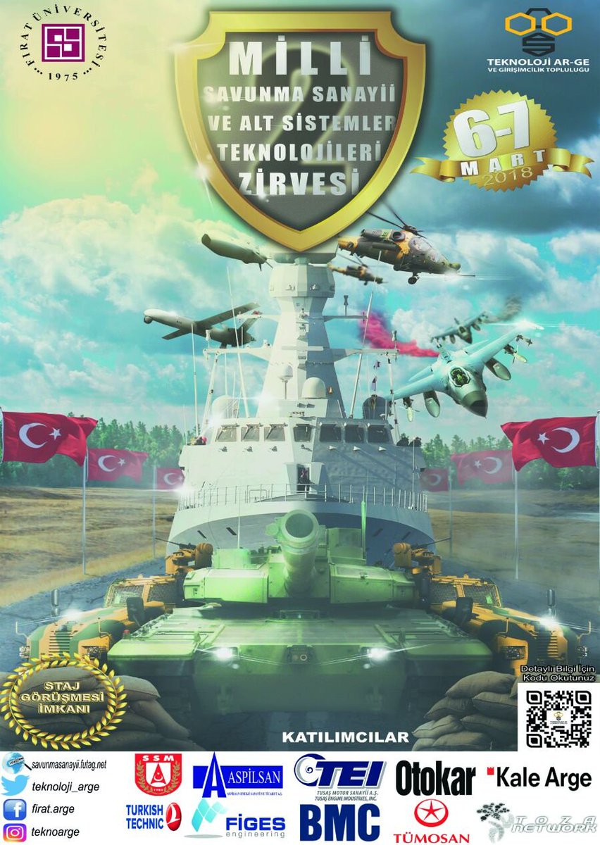 teknoloji_arge's tweet photo. Nerede Kalmıştık?

2.Milli Savunma Sanayii ve Alt Sistemler Teknolojileri Zirvesi 6-7 Mart'ta F.Ü Atatürk Kültür Merkezi'nde
.
.
Detaylar çok yakında💪
.
.
#futag #teknoarge #savunmasanayii #firatüniversitesi #mühendislik https://t.co/quFUX6PQ58