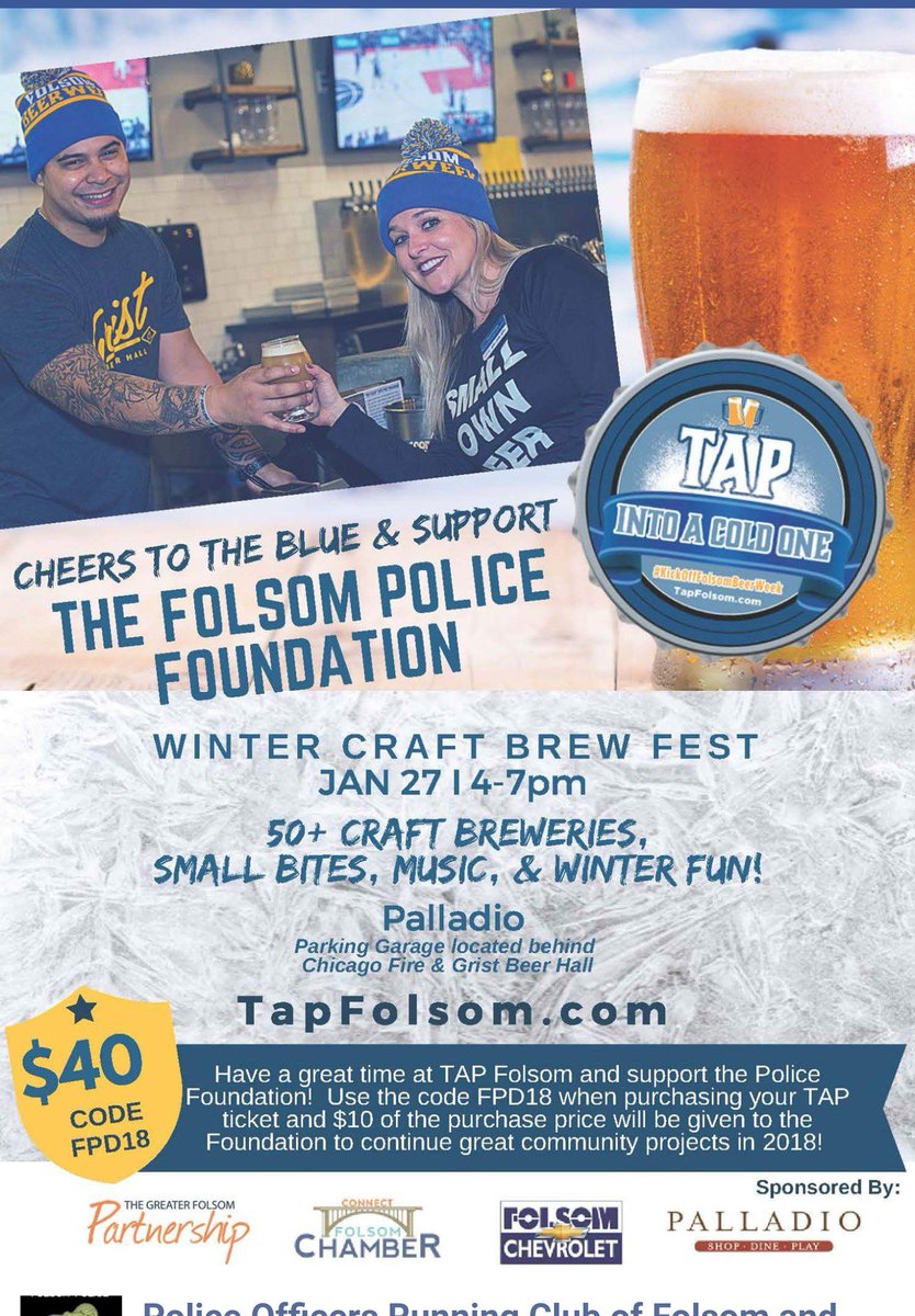 CityofCHPAL's tweet photo. Winter Craft Brew Fest in Folsom, January 27th from 4 pm until 7 pm. Check out Flyer for more details! https://t.co/HoW5v2zUOx