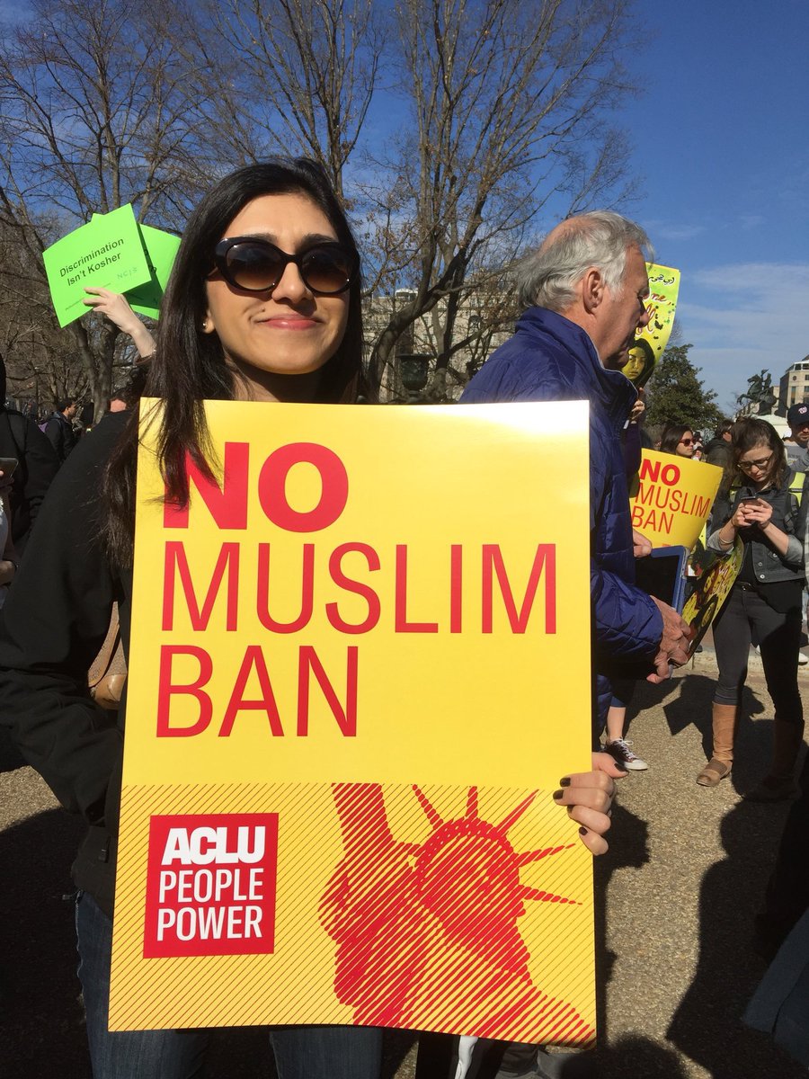 ACLUFL's tweet photo. We know from his own words and actions that Trump wants to ban Muslims and refugees from entering the US.

His ban is discriminatory and unconstitutional. #NoMuslimBanEver https://t.co/0KzTvkLJLU