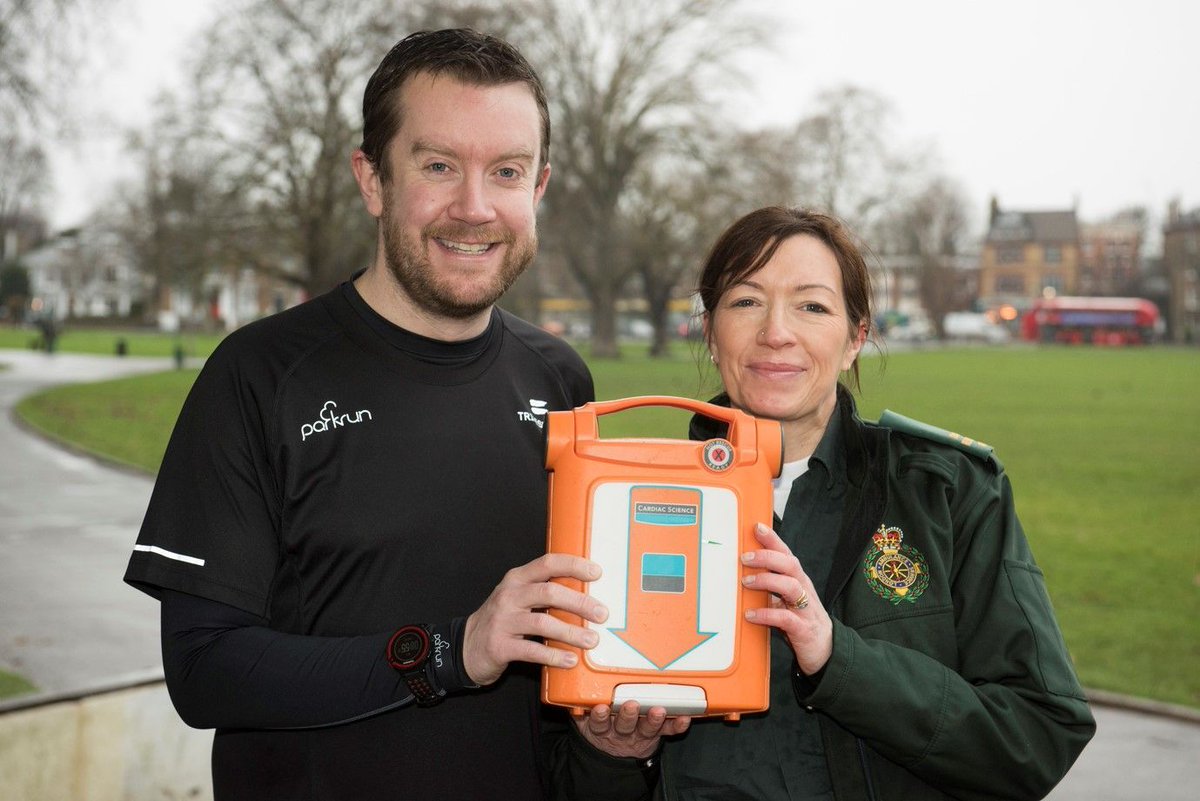 Ldn_Ambulance's tweet photo. In 2015, Neil suffered a cardiac arrest after a Parkrun in London, surviving because he was given CPR and shocked with a defibrillator. Neil has now raised enough money to install defibrillators in parks across London: https://t.co/FDTpilwdPr https://t.co/YQwi8XfZHr