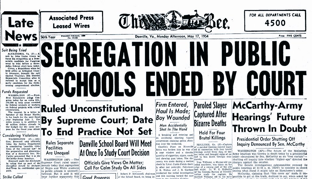 “In 1956, the Supreme Court had recently struck down school segregation in the Brown v. Board of Education case. President Eisenhower had sponsored sweeping civil rights legislation.”