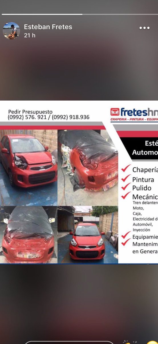 alexafretes's tweet photo. #FRETESHnosTaller.
#esteticadelautomovil #chaperia #pintura #equipamiento #mantenimiento.
Tel: 0992.576.921 https://t.co/vQtOztWJ24