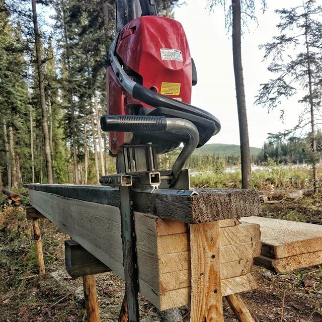 Batch processing #logcabin floorboards with a #chainsawmill. instagram.com/p/Bed1cQrgLQi/