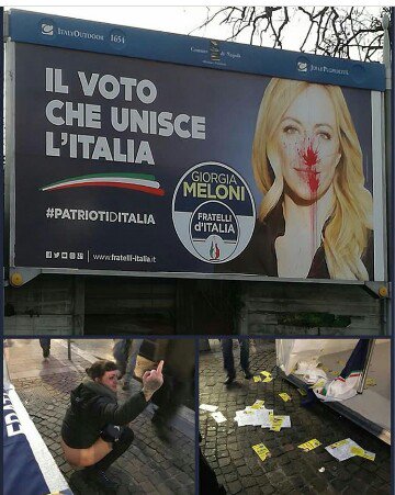 mario_angius's tweet photo. Ecco gli #avversari politici come #contestano, non con #sostanza  e #confronto nè con #laffronto ma con la #vigliaccheria.
Come dice @GiorgiaMeloni cari #italiani, decidete voi da che parte stare.
Avanti tutta #FratellidItalia @FratellidItaIia https://t.co/c8lb20COvQ
