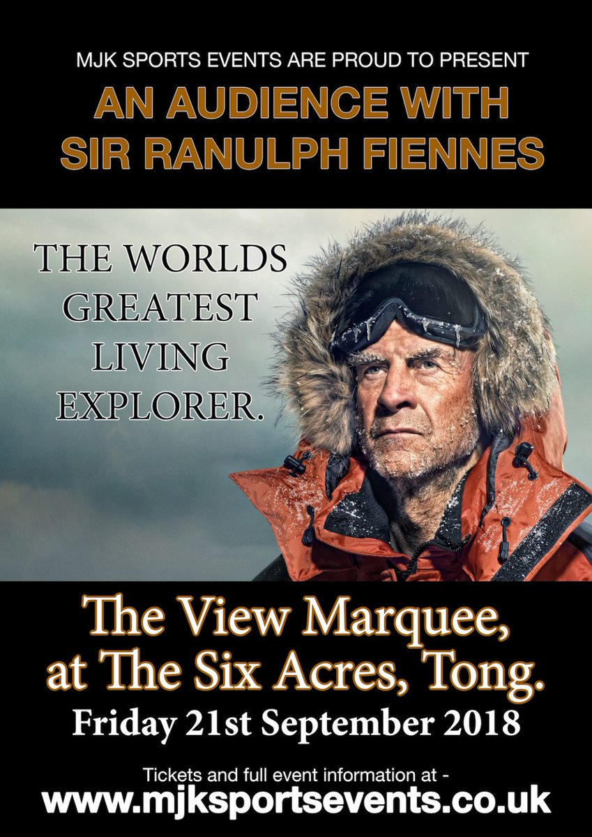 🗺 Sir Ranulph Fiennes comes to Bradford 🗺! 

📆 Friday 21st September

🏛 <a href="/theviewmarquee/">The View Marquee</a> 

🎟 Please click on the link for full event information - ow.ly/wizD30hYIbZ