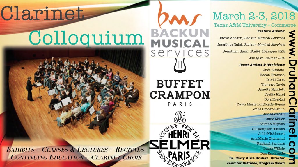 texasclarinet's tweet photo. Registration should be active later this week! It’s Colloquium Season! https://t.co/lEgItI5xvc https://t.co/oYo688W30r