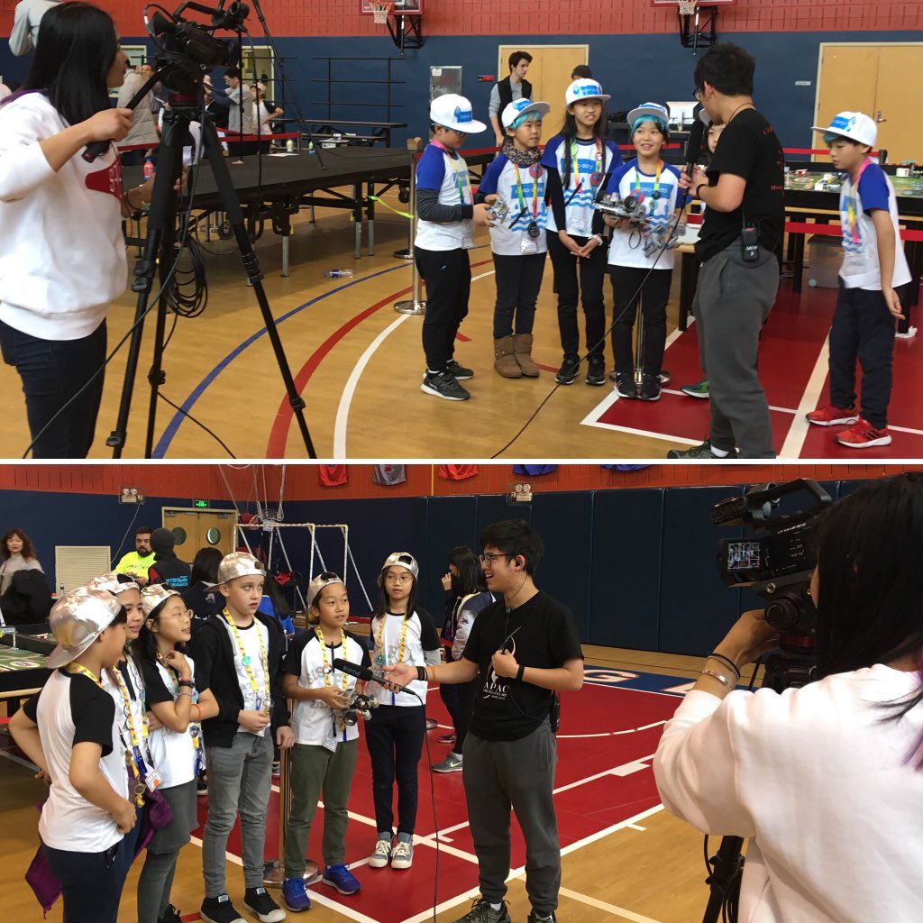 PDamroth's tweet photo. Part 5: Both teams being judged on their booth display and team spirit... And getting interviewed on their successful missions #SISrocks #FLLrocks @kathy_kdiaz @ktofua https://t.co/Vm857xPyhg