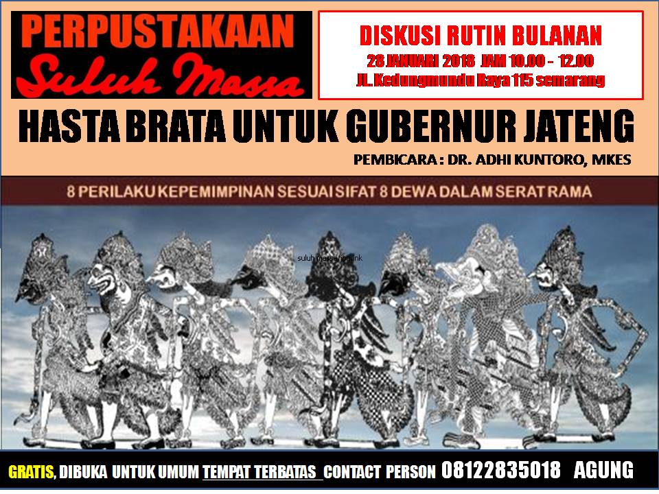 MarikaRahman_'s tweet photo. Twips yg di Semarang, monggo hadir acara Diskusi Kebangsaan  Hasta Brata Untuk Gubenur Jateng... Pembicara dokter Adhi Kuntoro cc @ganjarpranowo @sudirmansaid #DokterBhinnekaTunggalIka https://t.co/rNQmXHwMWh