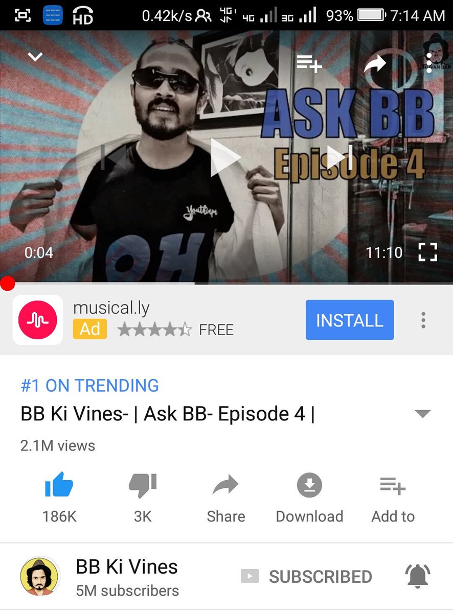 theanjalidhyani's tweet photo. @Bhuvan_Bam it's finally #1 on TRENDINGโคโค Great effort and especially uncle's part๐ That was mind blowing๐ #AskBB4 https://t.co/bYpV1WrWac