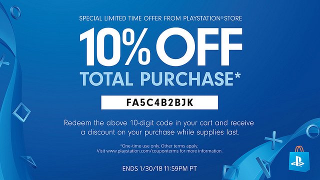 Bevidst Samle subtraktion PlayStation al Twitter: "Get 10% off one total cart purchase when you use  code FA5C4B2BJK at PlayStation Store this weekend: https://t.co/9PvvyIdVTS  https://t.co/wejNCdVXRz" / Twitter