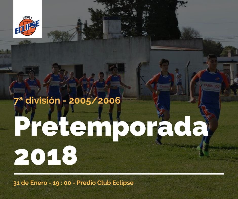 eclipsevillegas's tweet photo. El miércoles 31/1 comienza la pretemporada para la 7ª división de La Maquinita (Categorías 2005/2006). ⚽️🚂
Desde las 19:00 en el predio del Club Eclipse (Av. Chassaing). 🔵⚪️🔵
#VamosMaquinita #VamosLosPibes #Pretemporada2018 #Campeones2017 https://t.co/2CP843zUGW