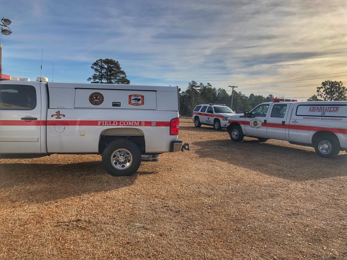 CFD_Alarm's tweet photo. *Saturday update* Our deployed FieldComm Team (deployed on Thursday) to Scotland NC should be de-mobilizing shortly, packing up & returning back to Charlotte later today. #MutualAid #SendingTheSwarm #NCSAR #FirstDueEverywhere https://t.co/WEXzMjT1CD