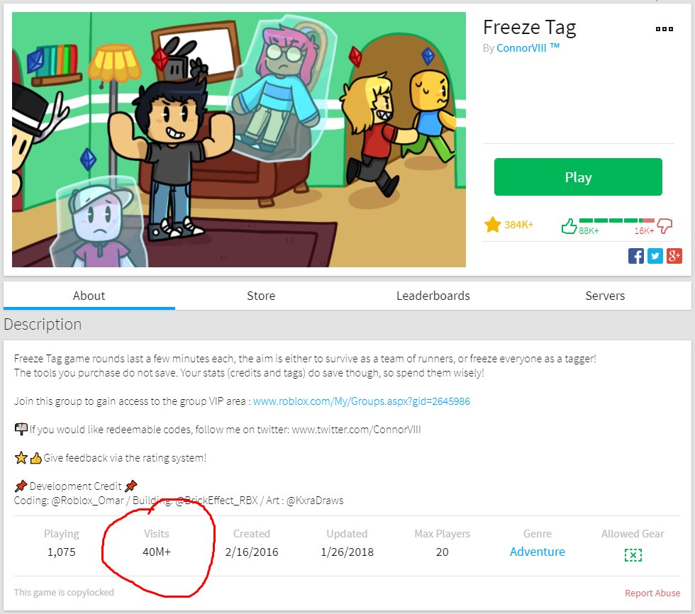 Connorviii On Twitter Freeze Tag Recently Reached 40m Visits Https T Co Gw9yv6rwye Roblox Roblox Robloxdev - game tags roblox
