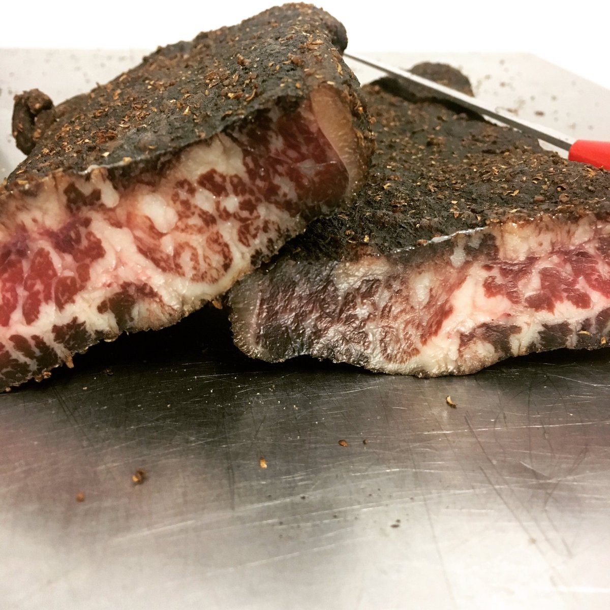 Incredible marbling in this piece of #wagyubiltong #Wagyu #biltong