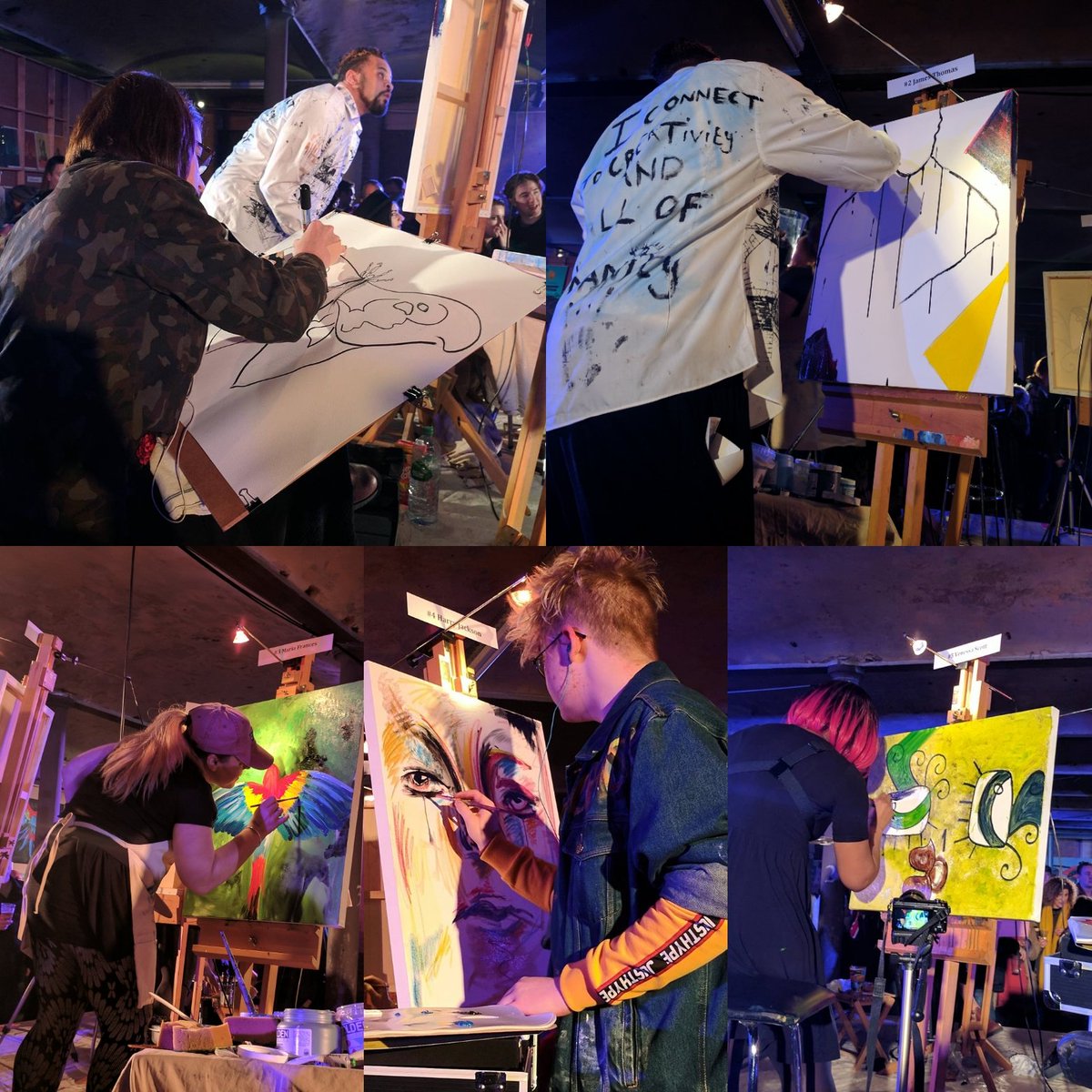 ArtBattleMCR's tweet photo. A big thank you and round of applause to all 10 of tonight's artists: 

Katie Nield, James Thomas, Maria Frances (@roomzbymf), Harry Jackson (@daiisyyss), @Venessascott_uk, Hayleigh Sanderson, Chris Dorning, Charlotte Smailes, Rheanna Makorie &amp; Liz Worthington! https://t.co/KkeBD0z37G