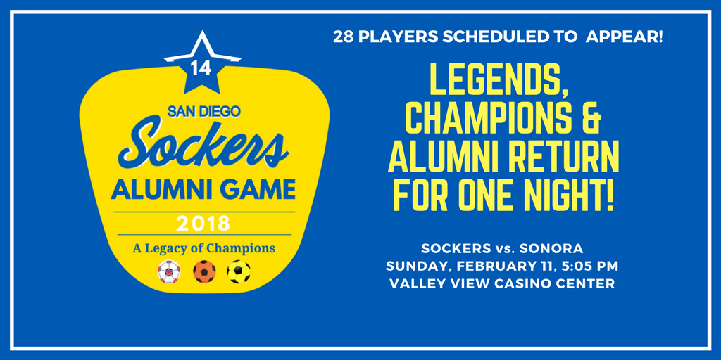 SanDiegoSockers's tweet photo. 28 alumni are scheduled to participate in the @SanDiegoSockers Alumni Game on Sun, Feb 11, 5:05pm, during halftime of the match against @SolesdeSonora. More at https://t.co/VHaijFRo14
#NASLSoccer #MISLsoccer #PASLSoccer @MASLarena #SoccerInSD #soccerinSanDIego @MASLespanol https://t.co/Ii0Pr5pPNG