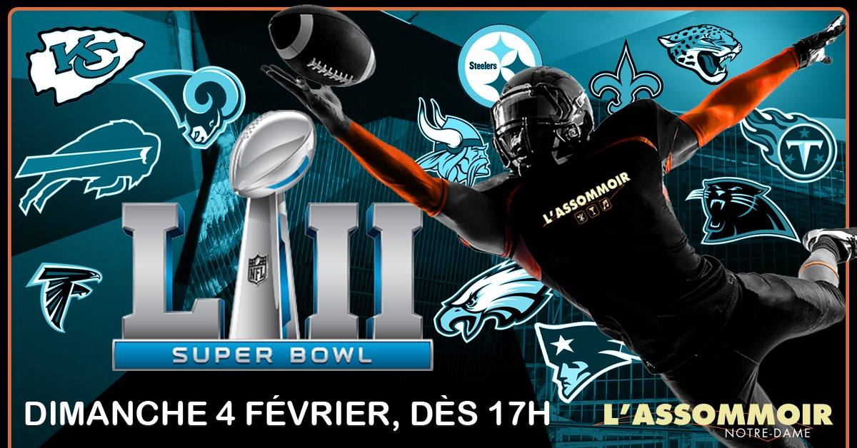 L'Assommoir vous accueil pour le fameux match du Super Bowl!
Nous vous proposons une belle ambiance avec Dj Philgood aux tables tournantes, des télévisions avec le surround sound, concours avec prix à gagner et spéciaux toute la soirée! Réservation: 514 272-0777 ext 3