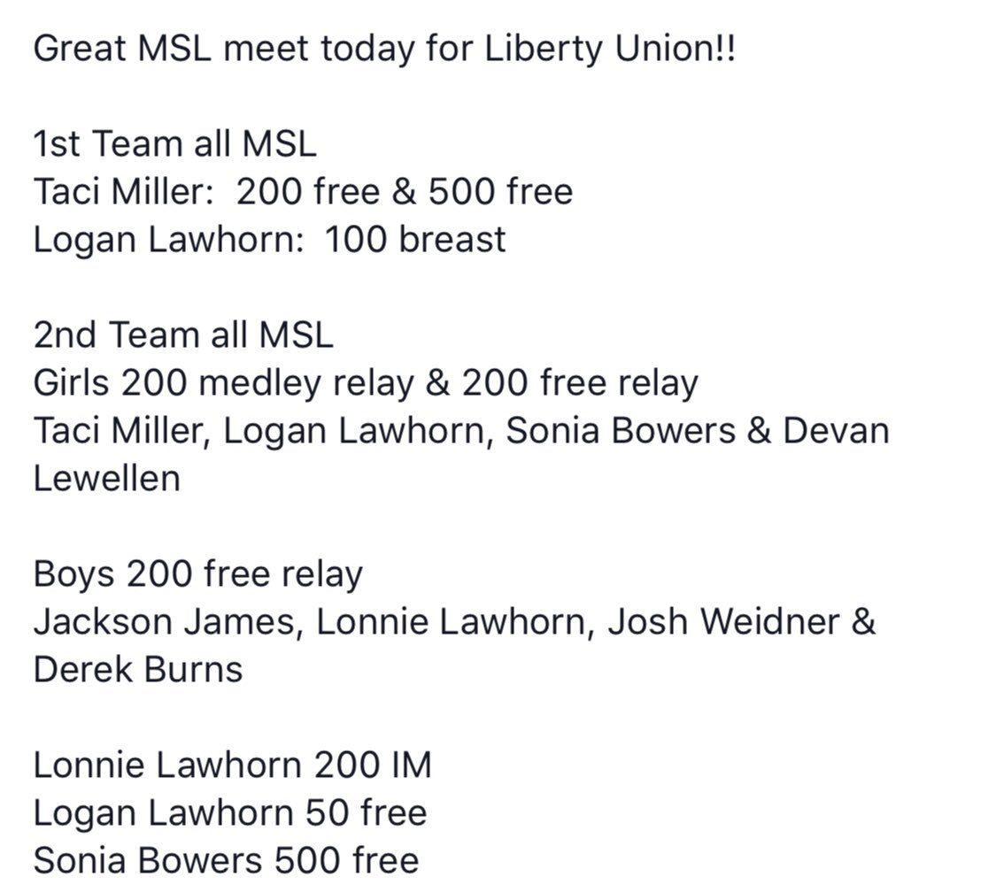 LUswimming's tweet photo. Team picture and results from today https://t.co/71T3H8Dk19