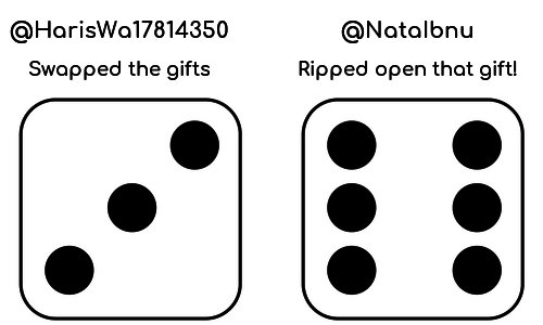 You roll the dice and ...
Inside their gift, <a href="/HarisWa17814350/">Haris Wahyudi</a> had 17 $PINK (0.76 $USD)

25 $PINK (1.13 $USD) was unwrapped by <a href="/NataIbnu/">Ibnu Nata</a>

You can donate your gift to educationaltheatrefoundation.org by replying "donate 44395"
