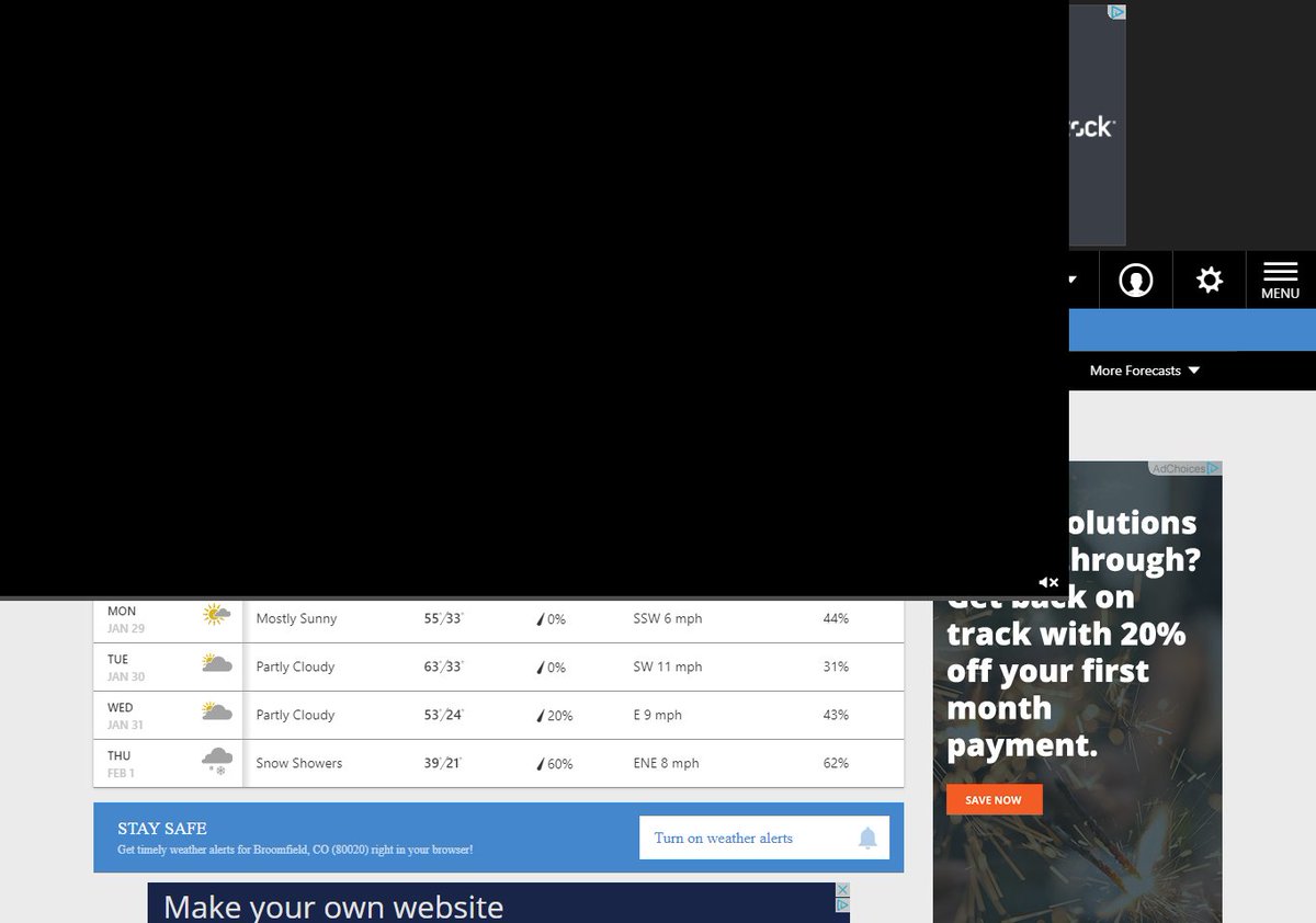 Awesome, to round out <a href="/weatherchannel/">The Weather Channel</a>'s mind-boggling user interface choices, they've added a video overlay that can only be closed via code inspector? Thanks for the forecasts, but plz stahp with the #DarkUX.