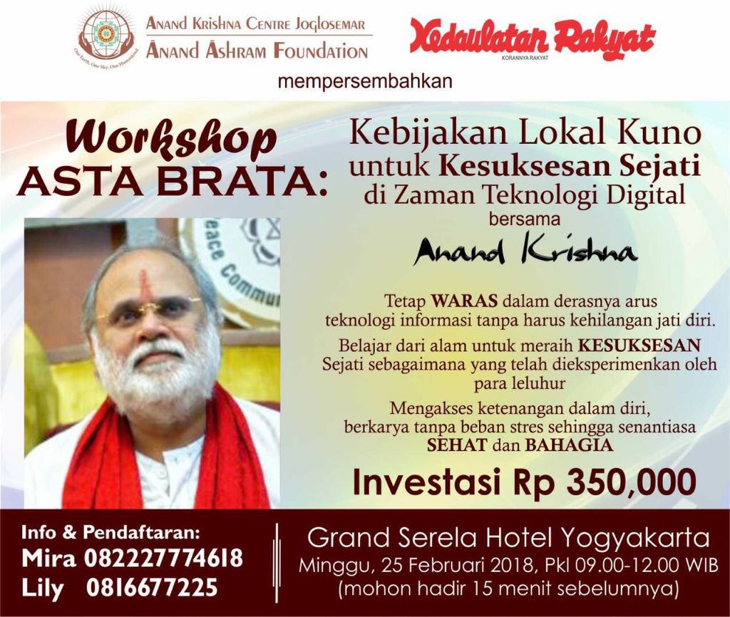 AKCentreJogja's tweet photo. Di #JOGJA #LocalWisdom #Indigenous #Values #AstaBrata utk #Kepemimpinan #DIri di #Zaman #Digital daftar 082227774618/0816677225 #Sehat #Sukses #Bahagia #Pendidikan https://t.co/KxsF9v2Bwd
