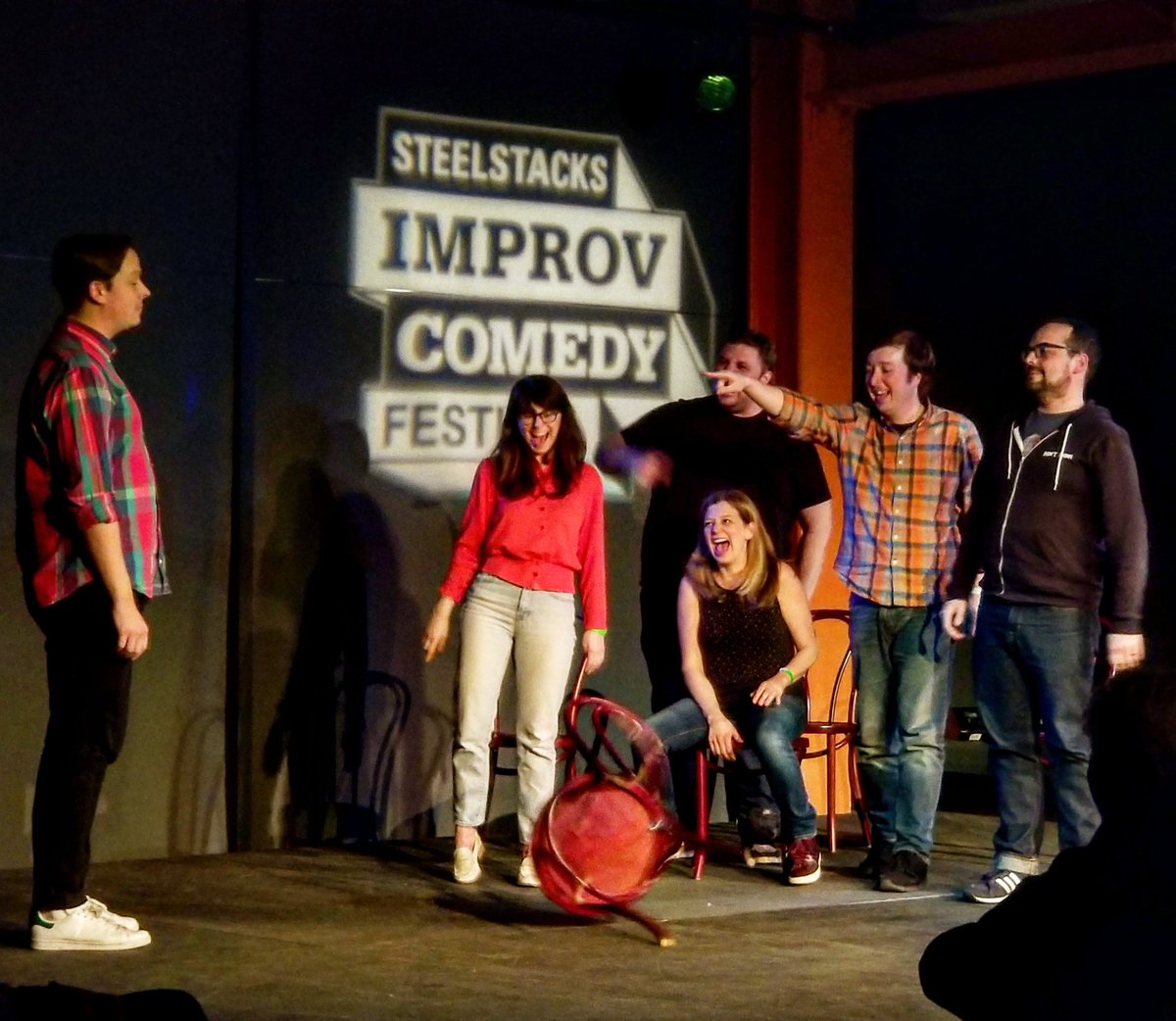 SteelStacks's tweet photo. We should sue @LawFirmUCB for making our sides hurt. Hilarious headliners of our SteelStacks Improv Comedy Festival! #SSICF18 https://t.co/biGWagBSxE