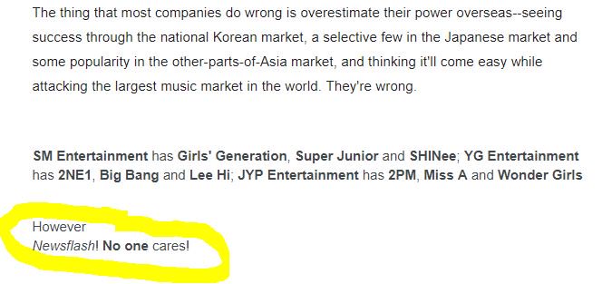 But let's look at WHY Kpop artists, when pushed by Big 3 companies, have failed time and time and time again in the US. Returning to that poignant Kpop rant, which laid it out better than I ever could: