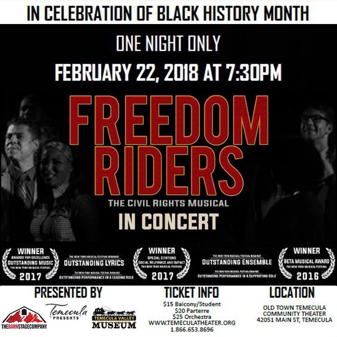 TheBarnStageCo's tweet photo. Thrilled to be Co-Presenting this one night only Concert Presentation of @FreedomRidersM on Feb 22, 2018! Get your tickets today!! https://t.co/eKISmK90Be