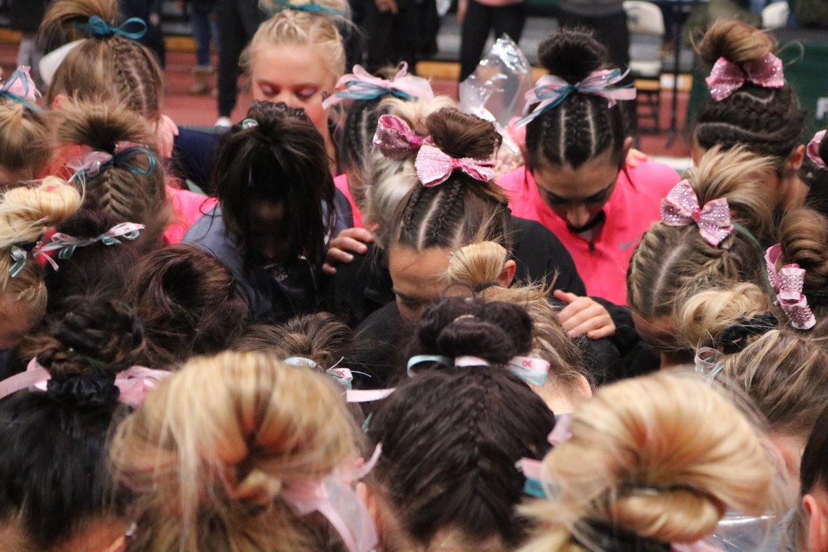 cabritch's tweet photo. This is the beauty that we need in the midst of the brokenness. 
All four teams (@RUGymnastics, @Pitt_GYM, @EMUGym, @MSUgymnastics) lead in prayer by RU senior Libby after the meet tonight

#NCAAGym #weRpowerful #TimesUp #westandtogether https://t.co/EYie1k1NX4