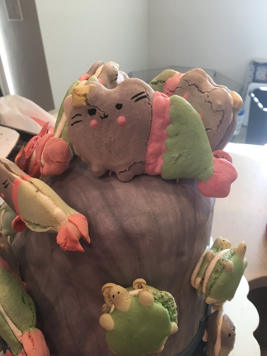 SkiBumSweets's tweet photo. Mermaid Pusheen Macarons as part of an underwater themed cake. #cake #mermaid #pusheen #macarons https://t.co/EpmyiaKdCH