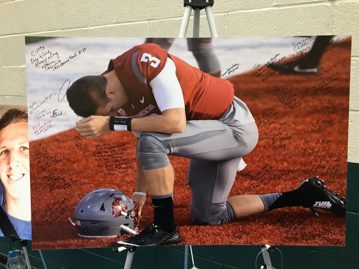 WSUCougarFB's tweet photo. Thank you to all who helped us celebrate Tyler today. 
#RIP3 #HilinskisHope https://t.co/RY1ze6iQ34
