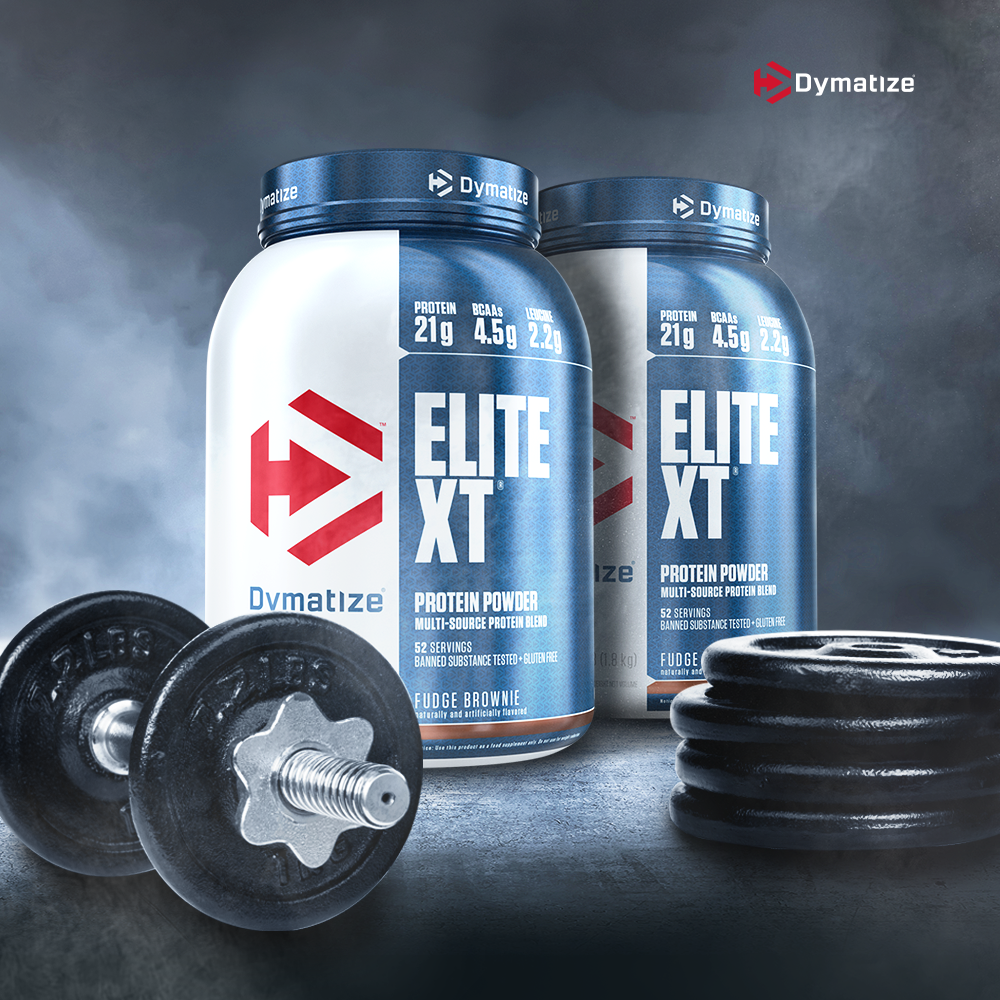 dymatize's tweet photo. Elite XT®'S time release formula delivers the muscle building potency of milk proteins, fast acting whey and slower acting casein, to support the development of muscle, strength, and size in response to serious training. Click to get 20% off 4lb -> https://t.co/9NfFRN2JbZ https://t.co/0ZHKtsG7BD