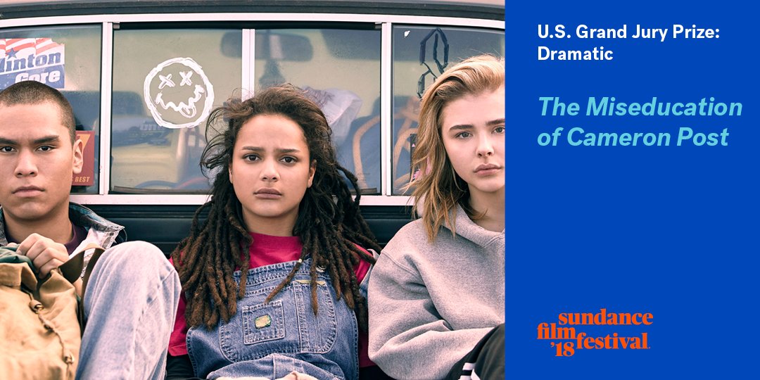 sundancefest's tweet photo. U.S. Grand Jury Prize: Dramatic goes to THE MISEDUCATION OF CAMERON POST, directed by @DesireeeAkhavan. #sundance https://t.co/GvRpcggZxp